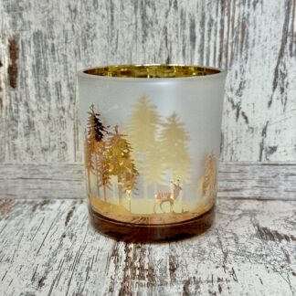 Windlicht "Hirsche im Wald", H8cm, D7cm