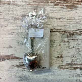 Set Papiertaschentuch "Gute Besserung" mit Herz Teesieb Löffel