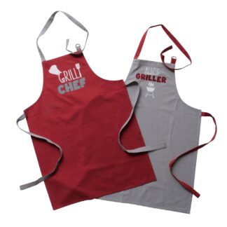 Hellgraue Kochschürze "Grillzeit"