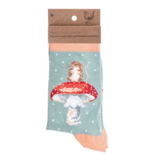 Damensocken mit Maus auf Pilz