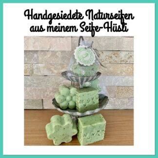 Handgesiedete Naturseifen aus meinem Seife-Hüsli, Seifenschalen und mehr