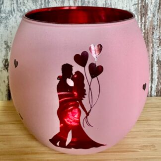 Windlicht mit Hochzeitspaar, H7cm, D6cm