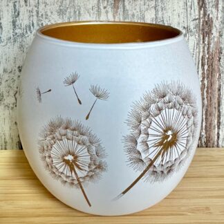 Windlicht mit Pusteblume, H7cm, D6cm